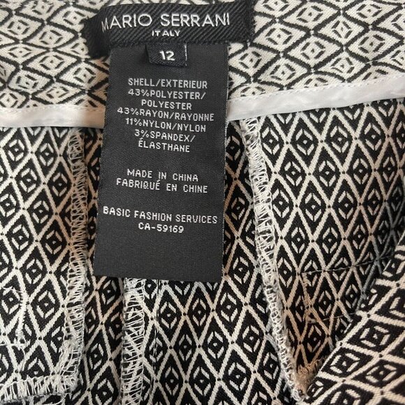 Mario Serrani Italy Women Stretch Geometric High Rise Print Pants Size 12 - Picture 3 of 7